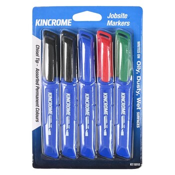 Permanent Marker Chisel Tip 5 Pack Assorted Colours Kincrome K11810