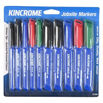 Permanent Marker Starter Pack 10 Piece Assorted Colours Kincrome K11820 main image