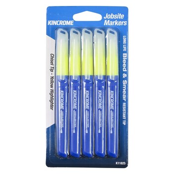 Highlighter Chisel Yellow Tip 5 Pack Kincrome K11825
