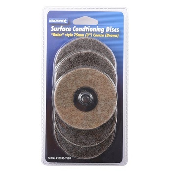 ‘Roloc’ Style Sanding Discs 3” (75mm) 36 Grit (Coarse) 5 Pack Kincrome K13245-75BR