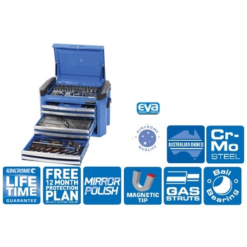 Contour Tool Chest Kit 207 Pieces 1/4, 3/8 & 1/2" Drive Electric Blue Kincrome  K1509