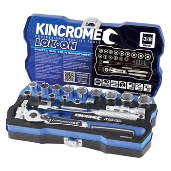 Lok-On™ Socket Set 19 Piece 3/8" Drive - Metric Kincrome K27010