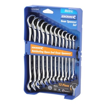 Ratcheting Open End Gear Spanner Set 12 Piece Metric Kincrome K3099