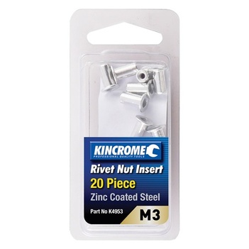 Rivet Nut Insert M3 (Zinc Coated Steel) - 20 Pack Kincrome K4953