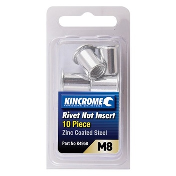 Rivet Nut Insert M8 (Zinc Coated Steel) - 10 Pack Kincrome K4958