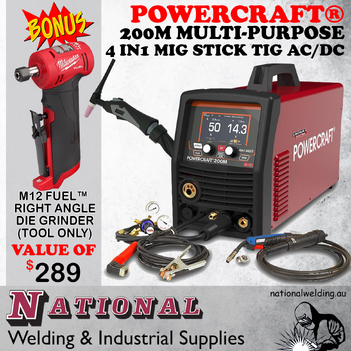 Powercraft® 200M Multi-Purpose 4 in1 Welder With Bonus Milwaukee Die Grinder K69074-1