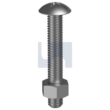 1/4 X1-1/4mm Zinc Plated Finish Metal Roofing Bolt & Nut Combination Phillips Plot Imperial Hobson KMSMSZMCC025125 Pack of 200