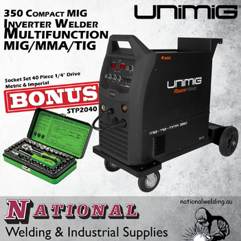 Unimig 350 Compact MIG Inverter Welder Multifunction MIG/MMA/TIG  KUMJR350K-SG