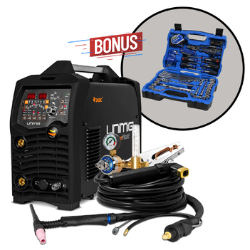 UNIMIG TIG 320 Amps AC/DC Razor TIG Welder Bonus Portable Toolkit 96 Piece 3/8" Drive KINCROME KUMJRRW320ACDC-K1850