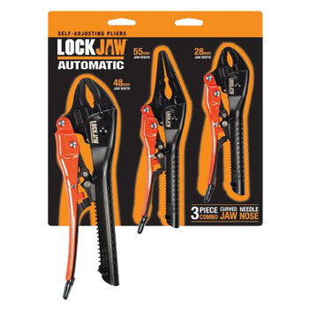 Locking Plier Set 3 Piece 175/250mm Curved / 200mm Needle Lockjaw L2930001