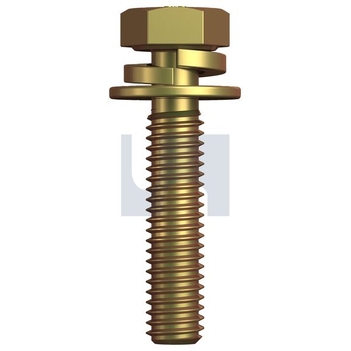 M8 X 25mm Zinc Yellow Passivate Finish Sems Hex Bolt SPR/FLT Wash Class 8.8 Hobson LSMS88YHDCM08025 Pack of 200