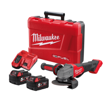 18V 5.0Ah Li-ion Cordless Fuel 125 mm (5") Angle Grinder with Deadman Paddle Switch Combo Kit Milwaukee M18FAG125XPD-502C main image