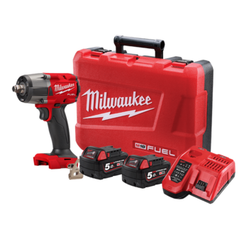18V 5.0Ah Li-Ion Brushless Cordless 1/2" Mid-Torque Impact Wrench with Friction Ring 1pce Combo Kit Milwaukee M18FMTIW2F12-502C