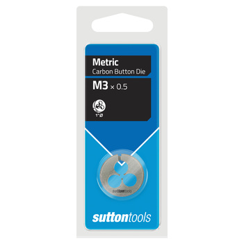 Metric Carbon Button Die M400 M 3x0.5 TCA 1 OD Sutton Tools M4000300