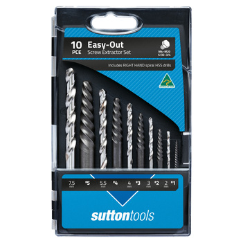 Screw Extractor Set with 2.0 to 7.5mm Drills Sutton Tools M603S20 Pcs of 10