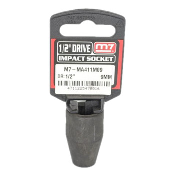 Impact Socket With Hang Tab 1/2" Drive 6 Point 9mm  M7 M7-MA411M09
