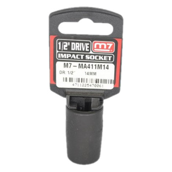 Impact Socket With Hang Tab 1/2" Drive 6 Point 14mm M7 M7-MA411M14