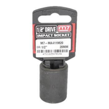 Impact Socket With Hang Tab 1/2" Drive 6 Point 20mm M7 M7-MA411M20
