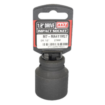 Impact Socket With Hang Tab 1/2" Drive 6 Point 27mm M7 M7-MA411M27