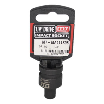 Impact Socket 1/2" DR 6 Point 1/4" M7 M7-MA411S08