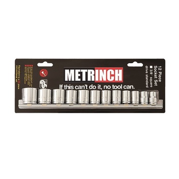 MetrInch Standard Socket Set 3/8" Drive 12 Piece