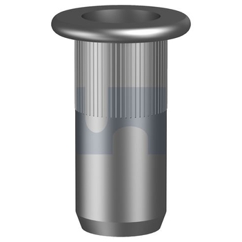 Zinc Plated (RoHS Compliant) Finish Rivet Nut Flat Round Knurl Open Metric Hobson