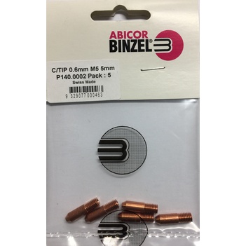 0.6mm Steel M5 5mm Binzel contact tip Pk:5 P140.0002 / CT0655 / 92.01.05.06