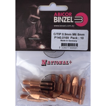 0.9mm Steel M6 8mm 28mm contact tip Binzel Pk:10 P140.0169