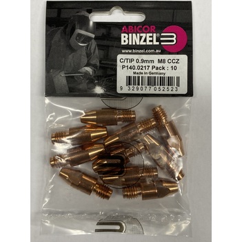 CuCrZr 0.9mm M8 CCZ Contact Tip Heavy Duty Binzel P140.0217 Pkt : 10