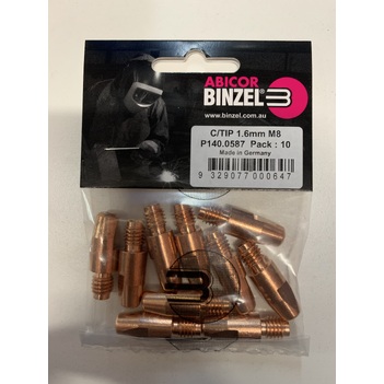 Contact Tip 1.6mm M8 Binzel P140.0587 Pack Of 10