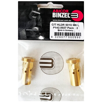 Contact Tip Holder 501D M8 L Binzel Abicor P/N:P142.0027 - Pack of 2 - Made in Germany