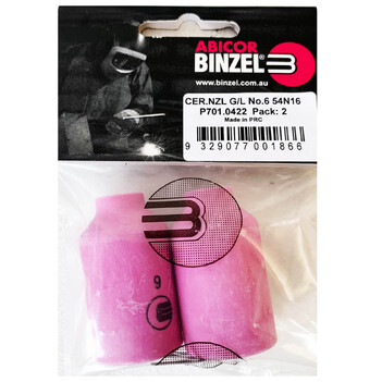 Gas Lens Alumina Cup Size 6 Suits (9.5MM) 17/18/26 Torch 54N16 Binzel P/N:P701.0422 - Pack of 2