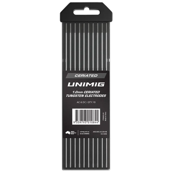 Ceriated Tungsten Electrodes 1.0mm Unimig PTR0003-10 Pack of 10