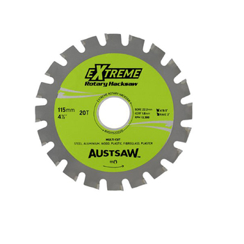 Austsaw - 115mm (4.5in) Rotary Hacksaw Blade - 22.2mm Bore - 20 Teeth RHS11522220 