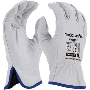 2X-Large Rigger Gloves Full Cow Grain Leather Maxisafe GRB140-12