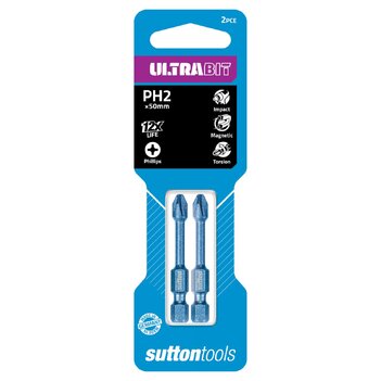 Screwdriver Bit S160 Phillips PH2 50mm Power Ultra Sutton Tools S1600250 Pack of 2