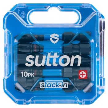 Screwdriver Bit S200 Supa TORQ Phillips PH2 50mm Stack-in 10Pk Sutton Tools S200T10B02