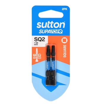 Screwdriver Bit S204 Supa TORQ Square/Robertson SQ2 50mm 2Pk Sutton Tools S204H02B02
