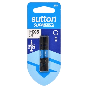 Screwdriver Bit S206 Supa TORQ HEX HX5 50mm 2Pk Sutton Tools S206H02B05