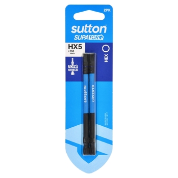 Screwdriver Bit S206 Supa TORQ Hex HX5 100mm 2Pk Sutton Tools S206H02E05