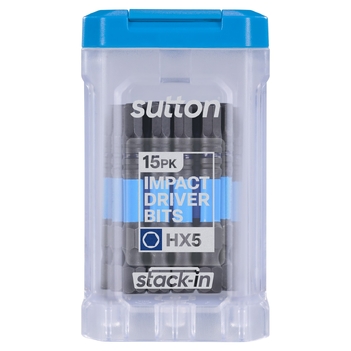 Screwdriver Bit S206 Supa TORQ HEX HX5 50mm Stack-In 15Pk Sutton Tools S206T15B05
