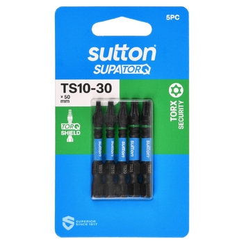 Screwdriver Bit S214 Supa TORQ TORX-S Set TS10-TS30 50mm 5Pc Sutton Tools S214S05B30