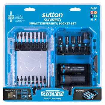 SCRDRV BIT S250 & SOCKET SUPATORQ POW BITS STACK-IN SET 24PC Sutton S250S24A