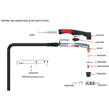 Plasma Safety Trigger Red For SC30 Plasma Torch Unimig SC2516R