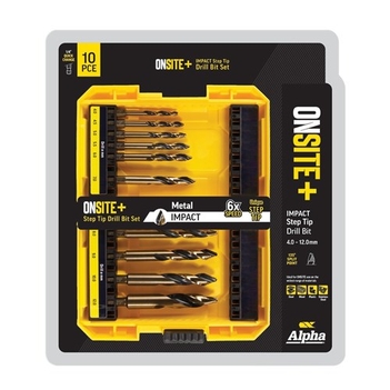 10 Piece Onsite Plus Impact Step tip Drill Set Alpha SM10ST