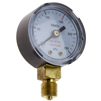 Pressure Gauge 0 - 250 kPa Acetylene For RC- Regulators SPRGC2.5AC