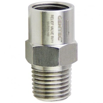 Relief Valve 680kPa S/Steel 1/4" NPT M - 1/4" NPT FM For Gentec H/Purity Regulators