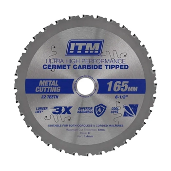 165mm Metal Cutting Blade, Cermet Carbide Tipped, 32 Teeth ITM SSBL-M1652032