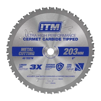 203mm Metal Cutting Blade, Cermet Carbide Tipped, 40 Teeth ITM SSBL-M2031640