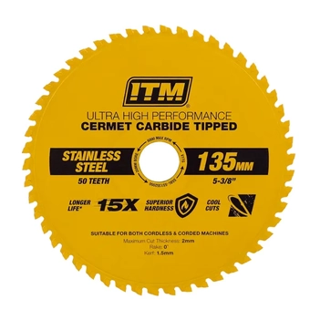 135mm Stainless Steel Metal Cutting Blade, cermet Carbide Tipped, 50 Teeth ITM SSBL-SS1352050
